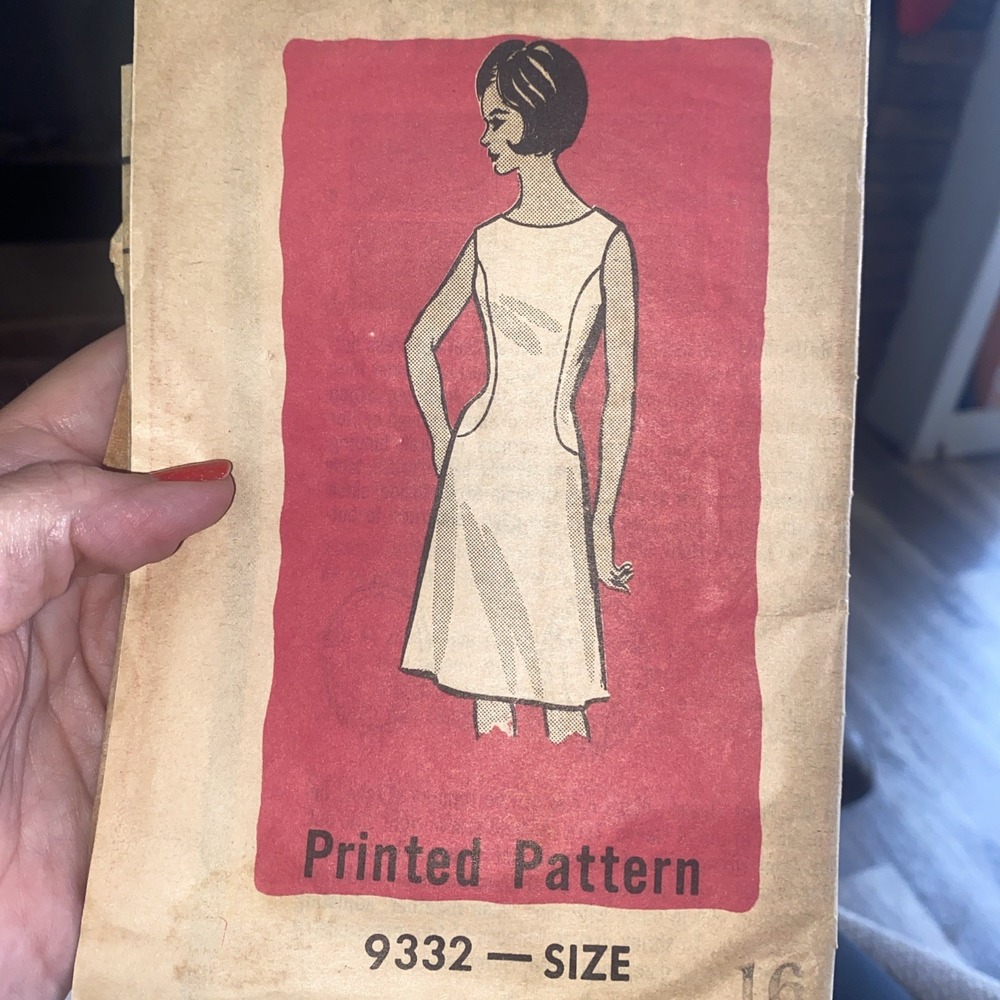 Vintage Marian Martin 9332 Misses Dress Sewing Pattern Size 16 Cut 1960s
